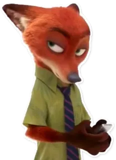 😒 Nick Wilde Zootopia Nick Wilde, Zootopia, raposa, personagem de desenho animado, animado, animal, antropomórfico telegram sticker
