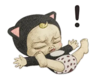💔 bebê, infantil, fofo, desenho animado, ponto de exclamação whatsapp sticker