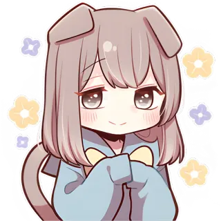 🥹 动漫女孩, 狗耳朵, 卡哇伊, 可爱, 贴纸, 卡通 whatsapp sticker
