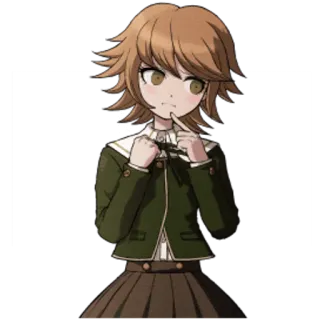 😕 Chihiro Fujisaki Danganronpa Anime, Videogioco, Personaggio, Capelli castani, Uniforme scolastica, Carino, Danganronpa telegram sticker