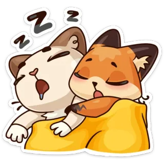 😴 ZZZ sleepy, cat, fox, sleeping, cute, animals, cartoon whatsapp sticker