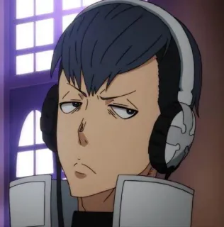 💙 Arthur Boyle Fire Force Arthur Boyle, Fire Force, anime, headphones, serious telegram sticker