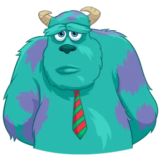 😔 Sully Monsters, Inc. Sully, Monster AG, Traurig, Cartoon, Disney, Pixar, Monster, Blau, Krawatte telegram sticker