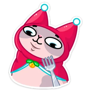 🍴 cat, animal, cute, cartoon, fork, food, hood, sticker telegram sticker