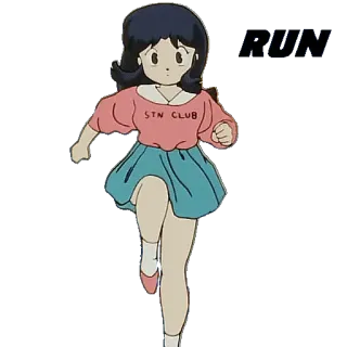 🏃 RUN correr, chica, anime, ejercicio, dibujos animados whatsapp sticker