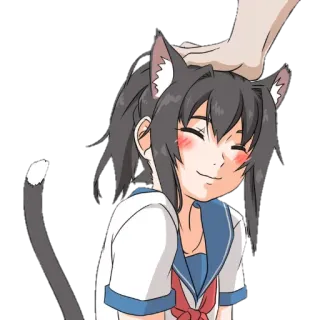 ✋ Anime, Neko, Fille chat, Câlin, Mignon telegram sticker