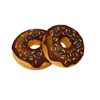 🍩 ドーナツ, 食べ物, デザート, ペストリー, チョコレート, スプリンクル telegram sticker