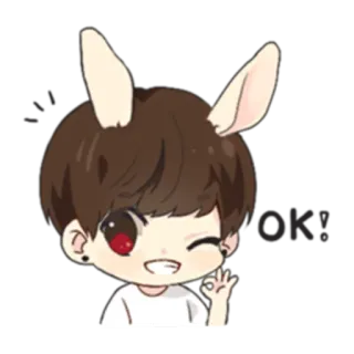 👌 OK! Dibujos animados, Ok, Anime, Conejo, Lindo, Kawaii telegram sticker