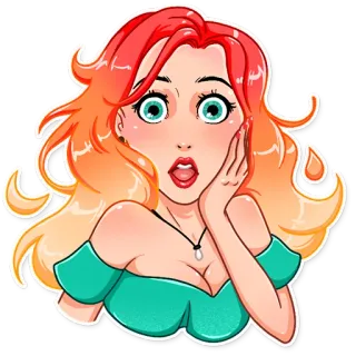 😳 wanita, gadis, terkejut, kaget, kartun, anime whatsapp sticker