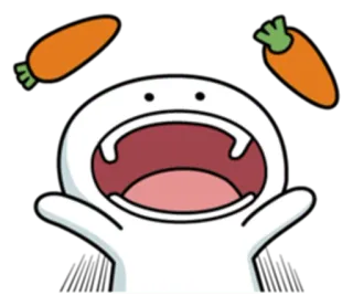 😃 cartoon, konijn, konijntje, wortel, eten, hongerig, vrolijk telegram sticker
