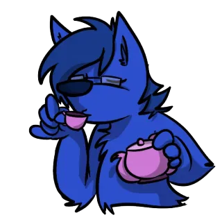 ☕ furry, tea, teacup, animal, cartoon telegram sticker