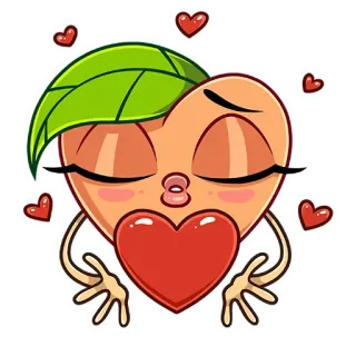 ❤️ melocotón, corazón, amor, beso, dibujo animado, pegatina telegram sticker