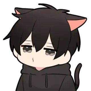 ❤️ anime, cat ears, cute, chibi, hoodie telegram sticker