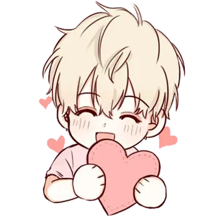 ❤️ fofo, chibi, estilo anime, menino, coração, amor, desenho animado, adesivo whatsapp sticker