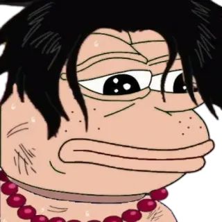 😔 Meme, Pepe, One Piece, Ace, Anime, Personagem, Sapo telegram sticker