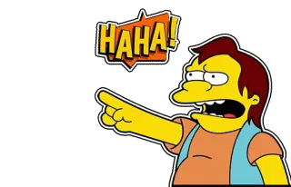 😂 Nelson Muntz The Simpsons HAHA! Kartun, Nelson, The Simpsons, Haha, Animasi, Kuning, Menunjuk whatsapp sticker