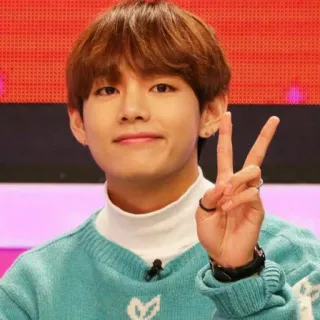 ✌ V kpop, ídolo, cantante, celebridad, retrato telegram sticker