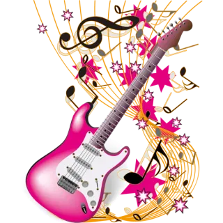 🎸 música, guitarra, instrumento, notas, rosa telegram sticker