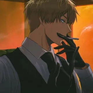 🚬 Anime, Nhân vật, Găng tay, Hút thuốc, Nam whatsapp sticker