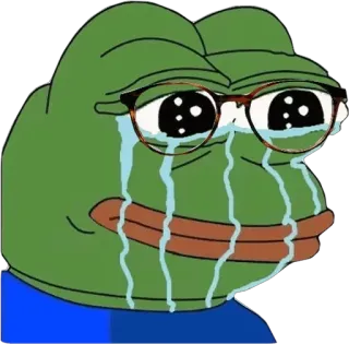 😭 Pepe the Frog mem, smutny, płacz, pepe, żaba, uczucia, internet telegram sticker