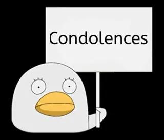 🫂 Condolences condolences, sympathy, grief, cartoon, bird telegram sticker