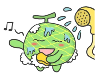 🍈 Melone, Frucht, Dusche, Kawaii, Süß, Cartoon telegram sticker