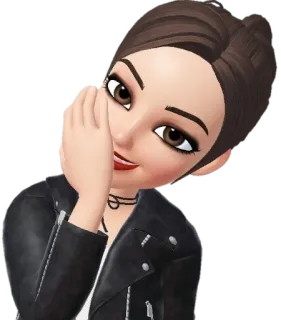 😊 Avatar, Mulher, Jaqueta de couro, Sussurrando, Desenho animado, Personagem telegram sticker