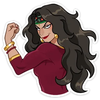 💪 cartoon, woman, character, arm, strong, pose telegram sticker
