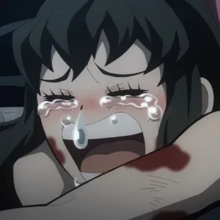💙 Anime, Chorando, Sangue, Ferido, Lágrimas whatsapp sticker