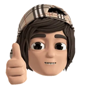 👍 Dessin animé, Personnage, 3D, Pouce levé, Emoji telegram sticker