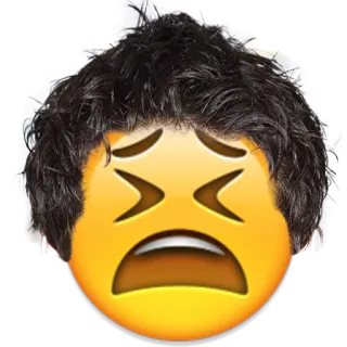 😫 emoji, face, crying, hair, sad, expression telegram sticker