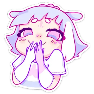 🙊 süß, Anime, kawaii, Aufkleber, Cartoon, Illustration, lila, Figur telegram sticker