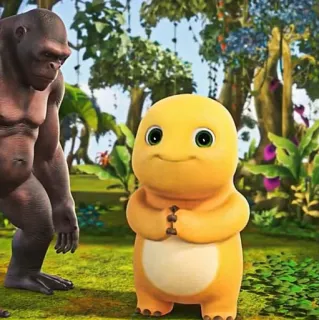 🧽 dinossauro, gorila, animais, desenho animado, floresta telegram sticker