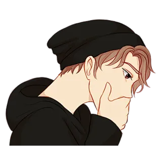 😔 anime, boy, sad, pensive, cute telegram sticker