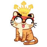 🤴 mèo, vương miện, động vật, hoạt hình, nhãn dán, hài hước whatsapp sticker