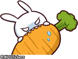 😡 @MHStickers sticker, cartoon, hase, karotte, essen, wütend telegram sticker