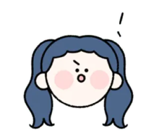 😧 Cartoon, Mädchen, Zöpfe, Süß, Wütend, Ausruf telegram sticker