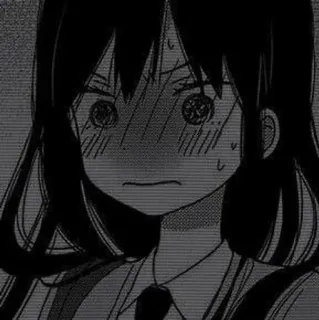 🎧 Ragazza anime, Manga, Ansioso/a, Bianco e nero telegram sticker