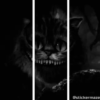 🐈 Cheshire Cat Alice in Wonderland @stickermaze cheshire cat, alice in wonderland, cat, smile, fantasy, cartoon, sticker, stickermaze telegram sticker