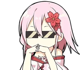 🤓 Anime, Dibujos animados, Chica, Linda, Flor, Pelo rosa, Gafas de sol telegram sticker