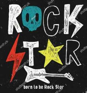 🎵 ROCK STAR born to be Rock Star Rock, Star, Guitare, Musique, Crâne telegram sticker