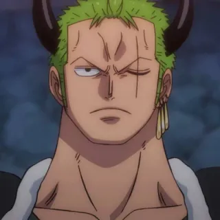 😠 Zoro One Piece Anime, Spadaccino, Pirata, Corna, Cicatrici telegram sticker