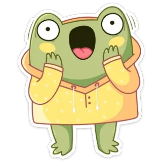 😱 katak, kartun, binatang, lucu, stiker, hijau telegram sticker