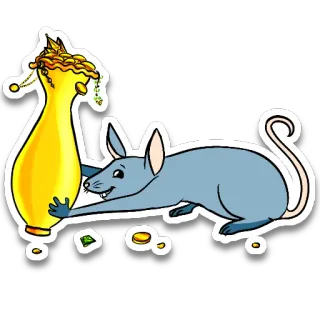 🤑 chuột, vàng, tiền xu, kho báu, hoạt hình, động vật, sự giàu có telegram sticker