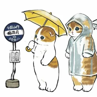 💗 七国山行
稲荷前 kot, zwierzę, deszcz, parasol, przystanek autobusowy, słodki, kawaii, kreskówka telegram sticker