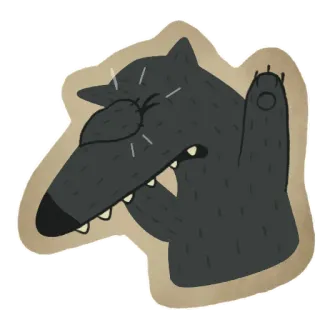 🤦 wilk, zwierzę, kreskówka, naklejka, gest, smutny, zły telegram sticker