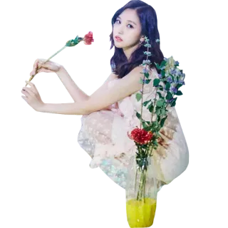 💐 wanita, bunga, vas, potret, tanaman, gaun whatsapp sticker