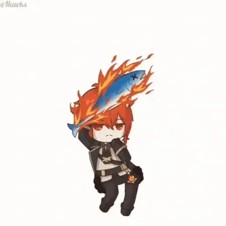 🕺 Diluc Genshin Impact ディルック, 原神, ちびキャラ, アニメ, ゲーム, 炎 telegram sticker