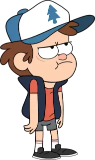 😑 Dipper Pines Gravity Falls dessin animé, série télé, Disney, garçon, chapeau, Dipper Pines, Gravity Falls telegram sticker
