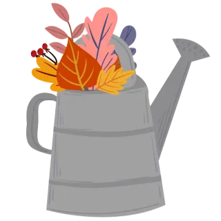 💧 regador, jardim, outono, outono, folhas, planta, jardinagem, flores telegram sticker